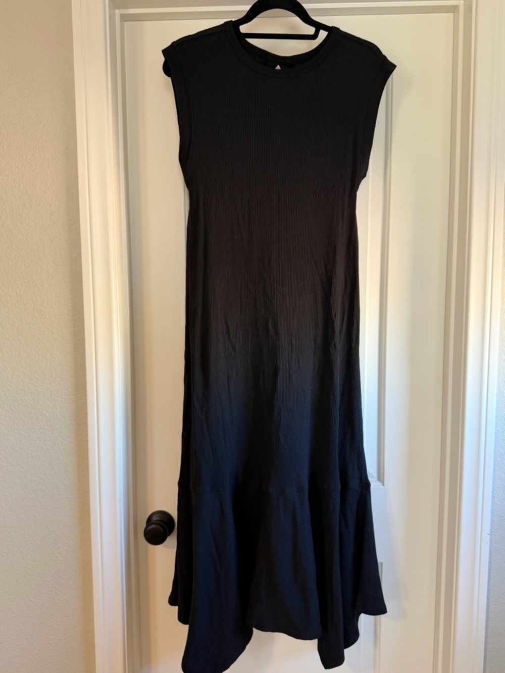 Anthropologie Black Sleeveless Midi Dress with Flared Hem